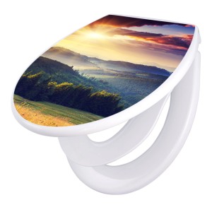Banjado Familien WC-Sitz mit Kindersitz, Motiv Karpaten Sonnenuntergang.