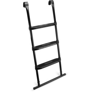 Schwarze Salta Plattform für Trampoline (95-105 cm Höhe) mit drei Stufen.