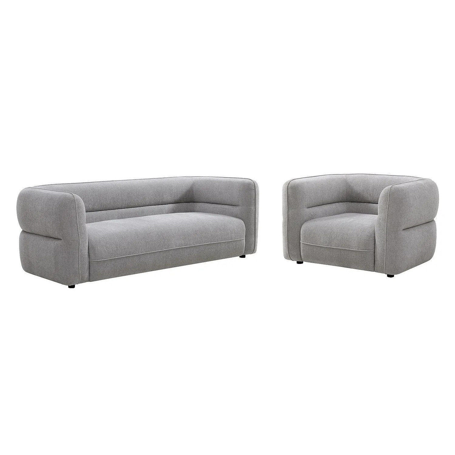 Vente-unique Couchgarnitur Mit Sessel Taliena Grau 222 cm  120 cm