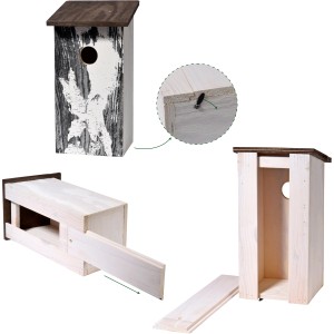 Dobar Nistkasten mit Baumrinde-Aufdruck, Birkenholz, zur einfachen Reinigung zerlegbar.