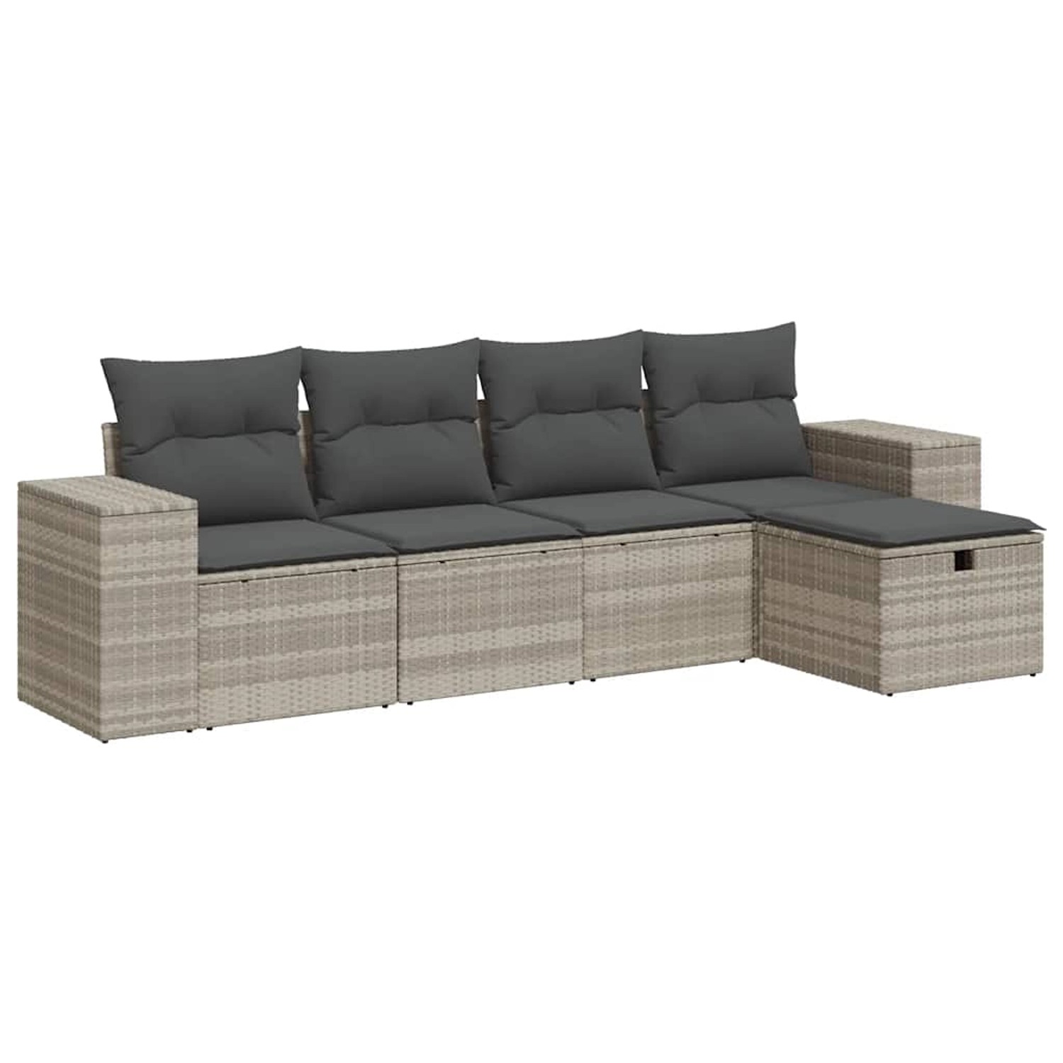 vidaXL 5-Tlg Garten-Sofagarnitur mit Kissen Hellgrau Poly Rattan 3325668 günstig online kaufen