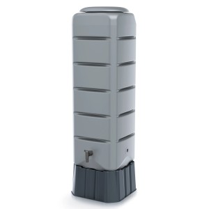Waterform Regentonnenset Tenso, 120 l, grau, mit Unterstand und Wasserhahn.