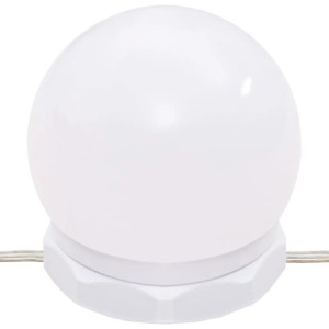 Detailaufnahme einer LED-Leuchte des vidaXL Schminktischs, die das Gesicht optimal beleuchtet.