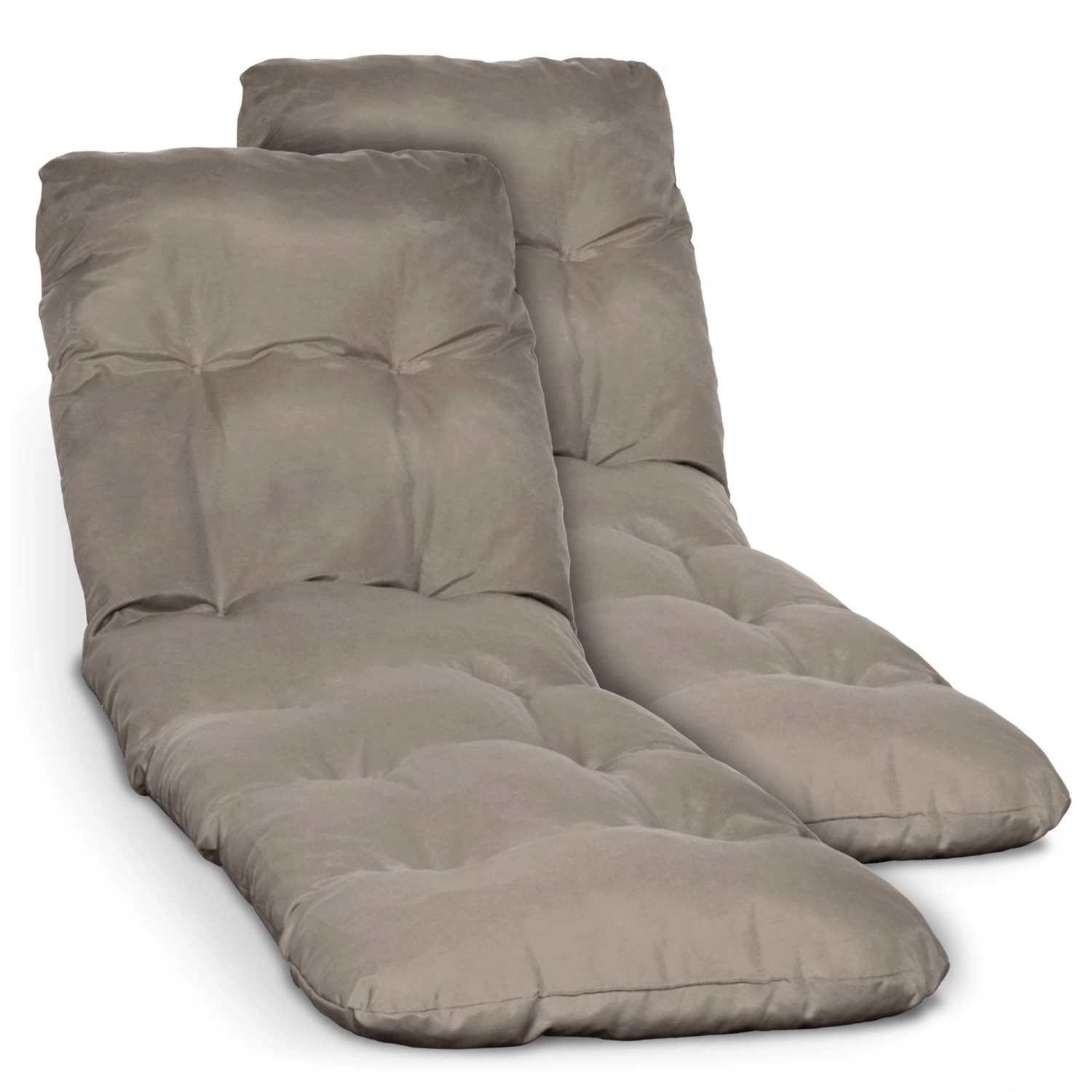 Beautissu 2X Auflage Sonnenliege Deckchair Flair RL 190x60x8 cm Taupe