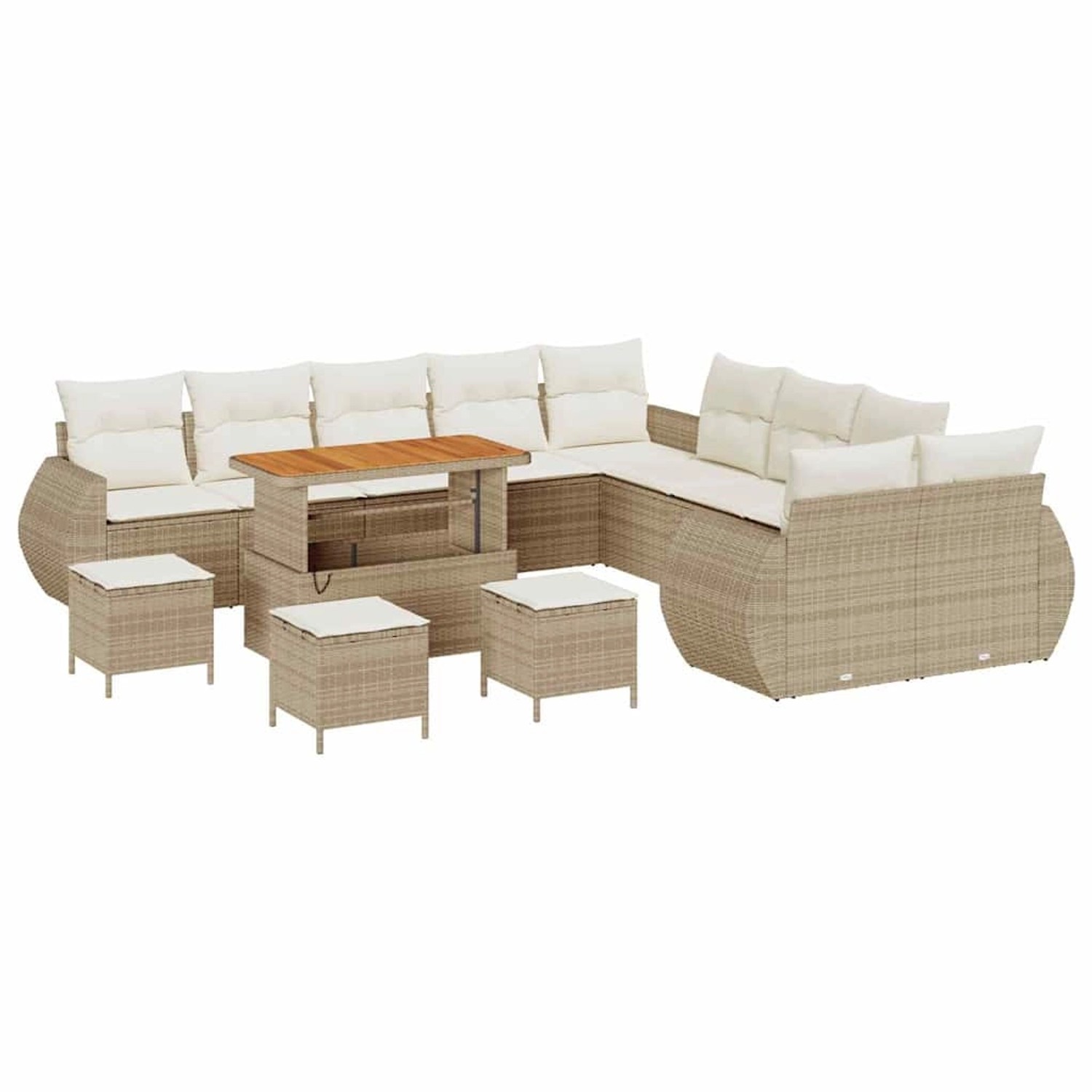 vidaXL Garten-Sofa-Set 14-Tlg Beige Poly Rattan 3361941 günstig online kaufen