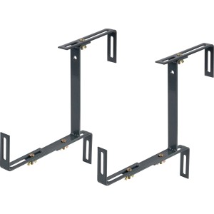 Anthrazitfarbene Balkonkastenhalterung, verstellbar für 10-20 cm Kästen.