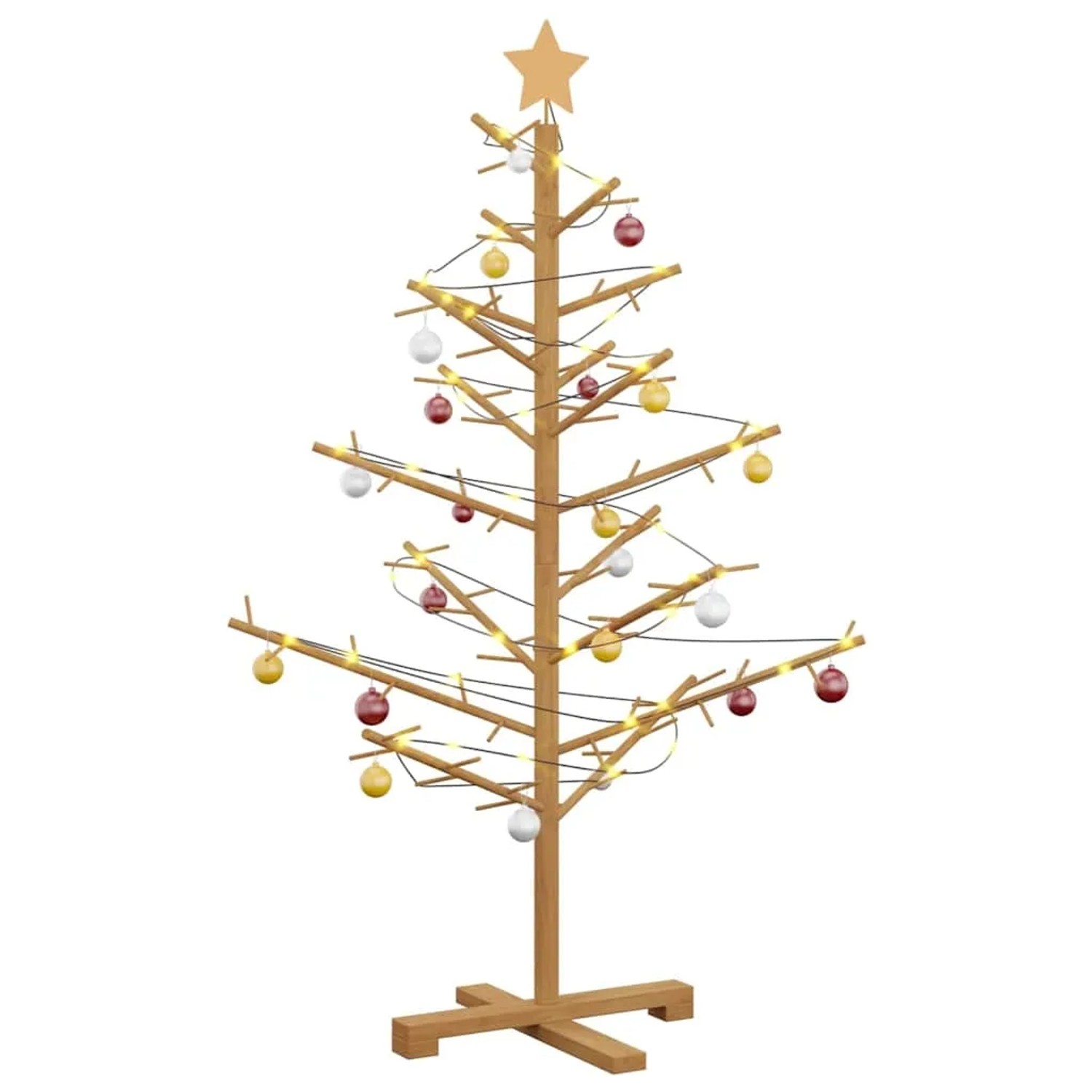 vidaXL Holz Weihnachtsbaum mit Ständer Braun 125 cm Massivholz Kiefer 42018060
