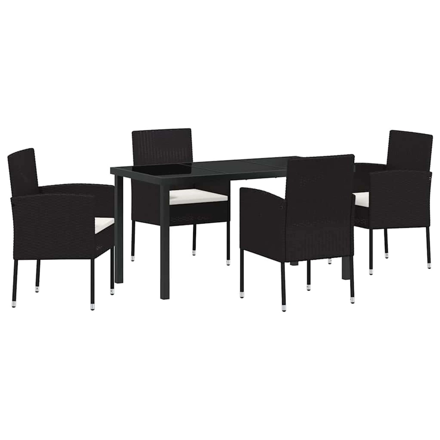 vidaXL Garten Essgruppe mit Kissen 5-Tlg Schwarz Poly Rattan 3380052 günstig online kaufen