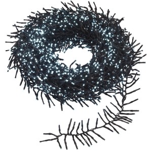 LED-Clusterlichterkette mit 1920 kaltweißen LEDs und schwarzem Kabel, 14,5 m lang.