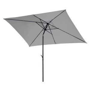 Svita Sonnenschirm 3x2m, rechteckig, hellgrau, mit Kurbel und Stahlgestell für Balkon und Garten.