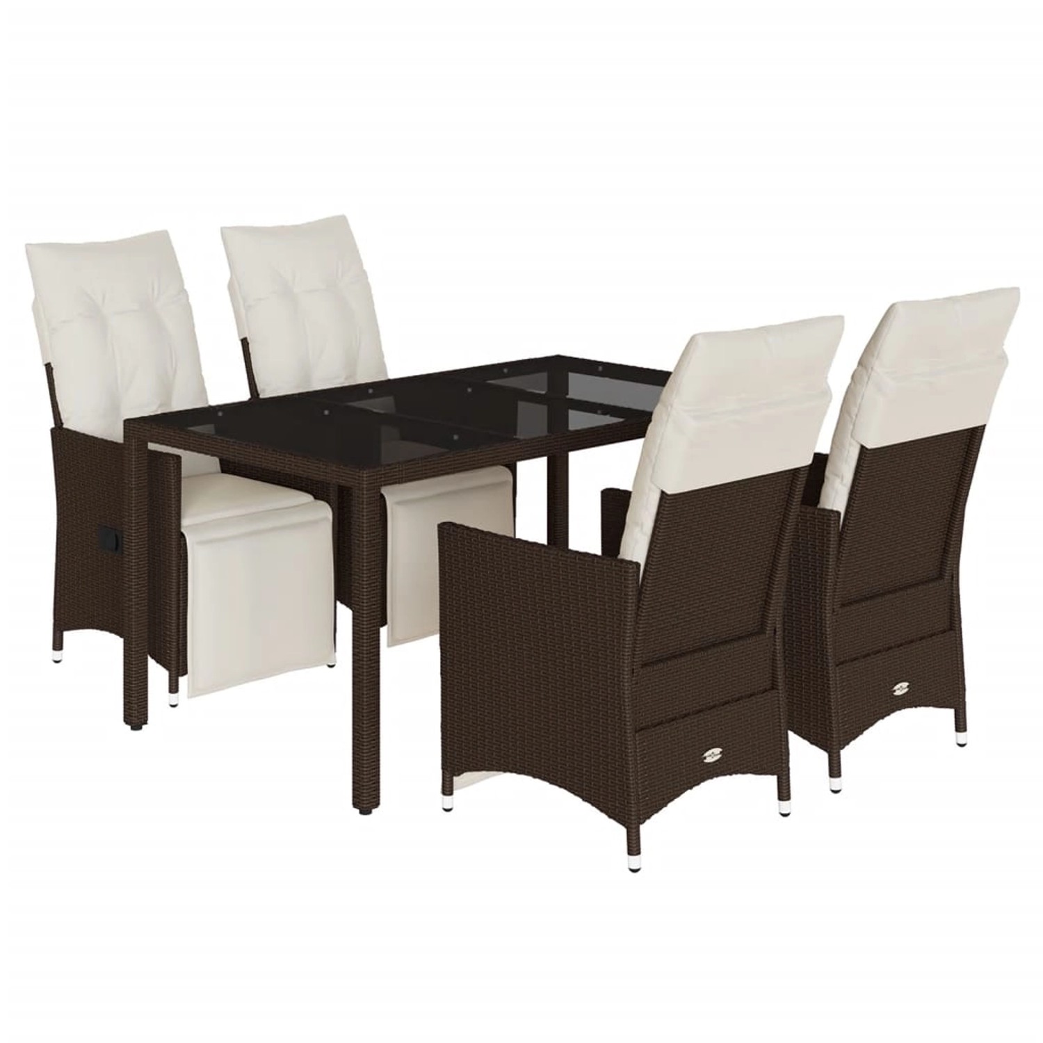 vidaXL 5-Tlg Garten-Bistro-Set mit Kissen Braun Poly Rattan 3276917