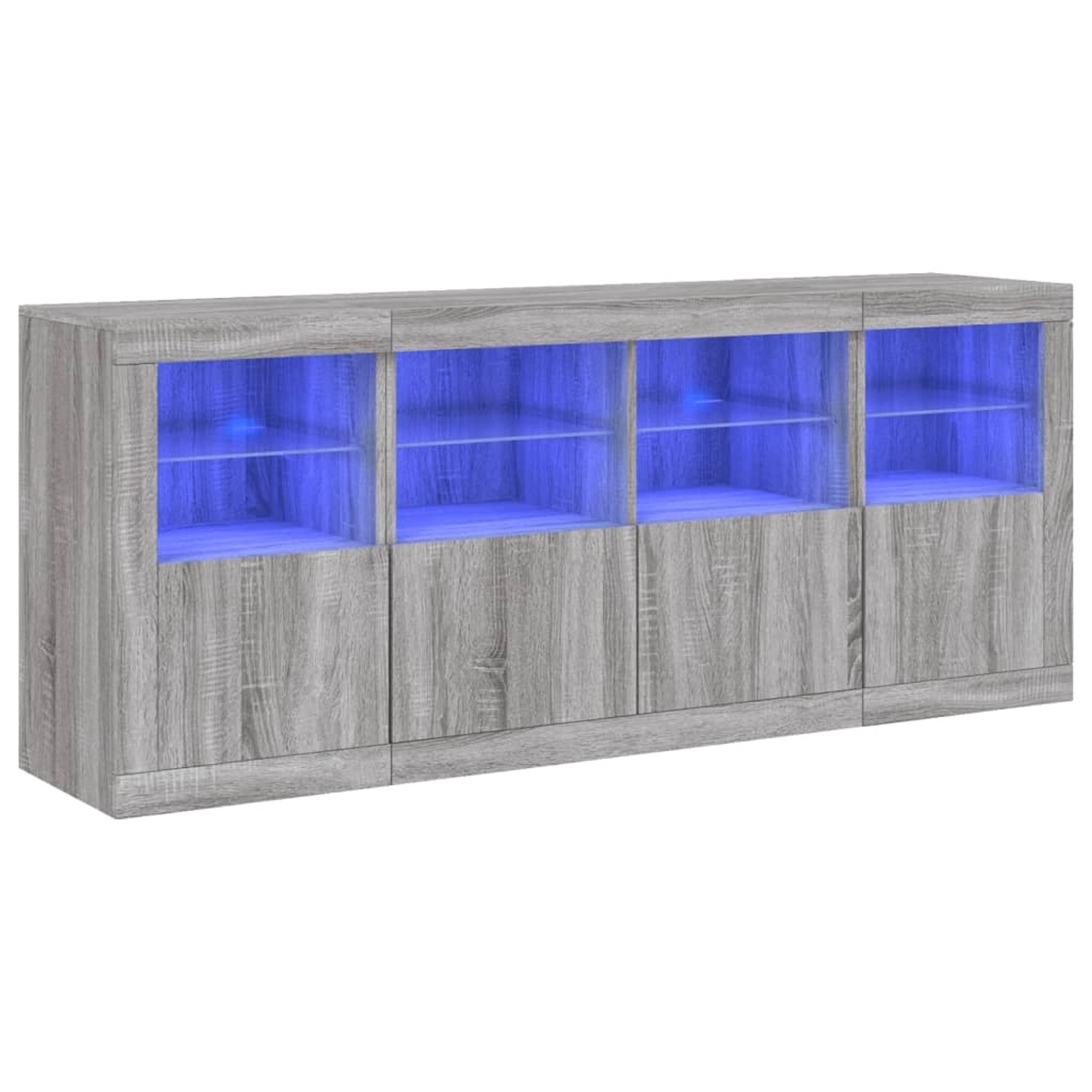 vidaXL Sideboard mit LED-Leuchten Grau Sonoma 163x37x67 cm 3209077 günstig online kaufen