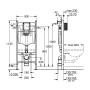 Technische Zeichnung Grohe Solido 2-in-1 WC-Set mit Maßen für Installation.