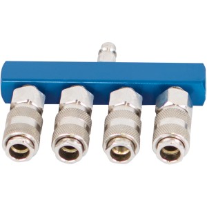 Scheppach Druckluftschnellkupplungen Set, 4-fach Verteiler für Kompressoren.