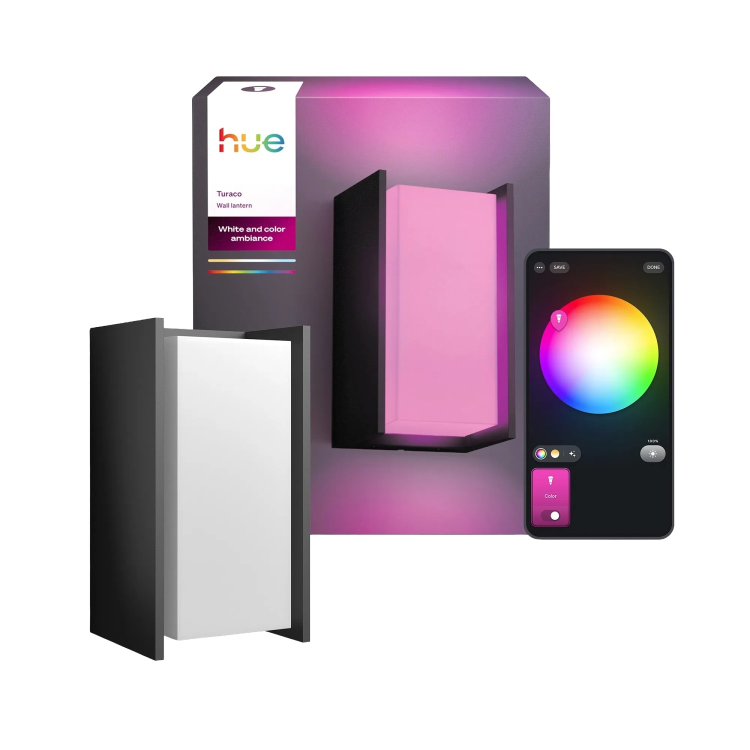 Philips Hue smarte Wandleuchte Turaco Weiß- & Farblicht 1100 Lumen