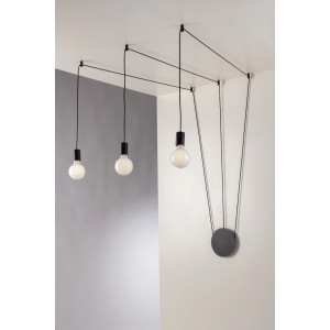 Schwarze Luce Design Deckenleuchte Habitat, 3-flammig, Ø 19 cm. Moderne Pendelleuchte mit drei Leuchtmitteln.