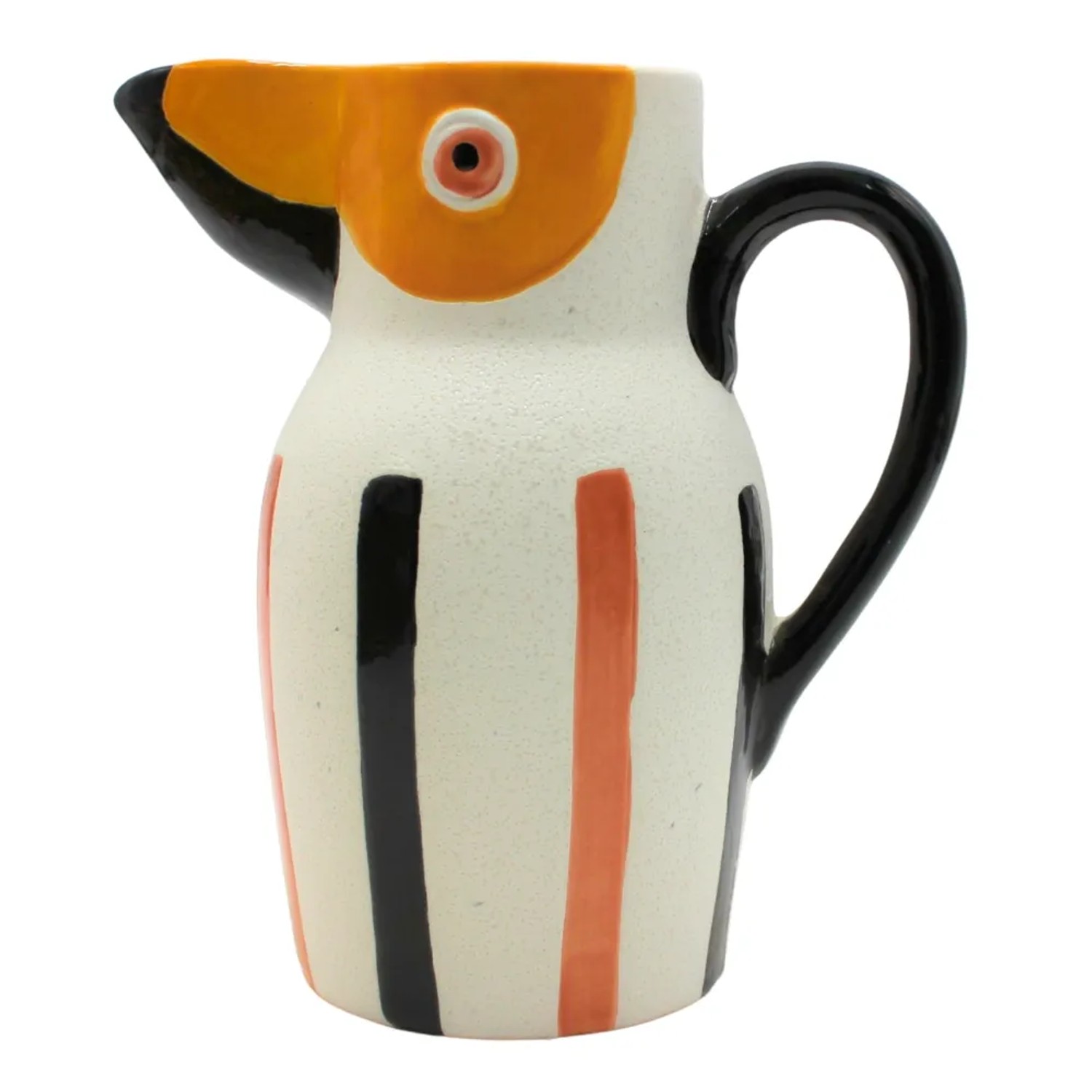Dekohelden24 XL Dekovase Vasenkopf Papageivase Blumenvase Vase mit Papagei Dekor aus Keramik in Bunt L/B/H 19 x 11 x 20 cm