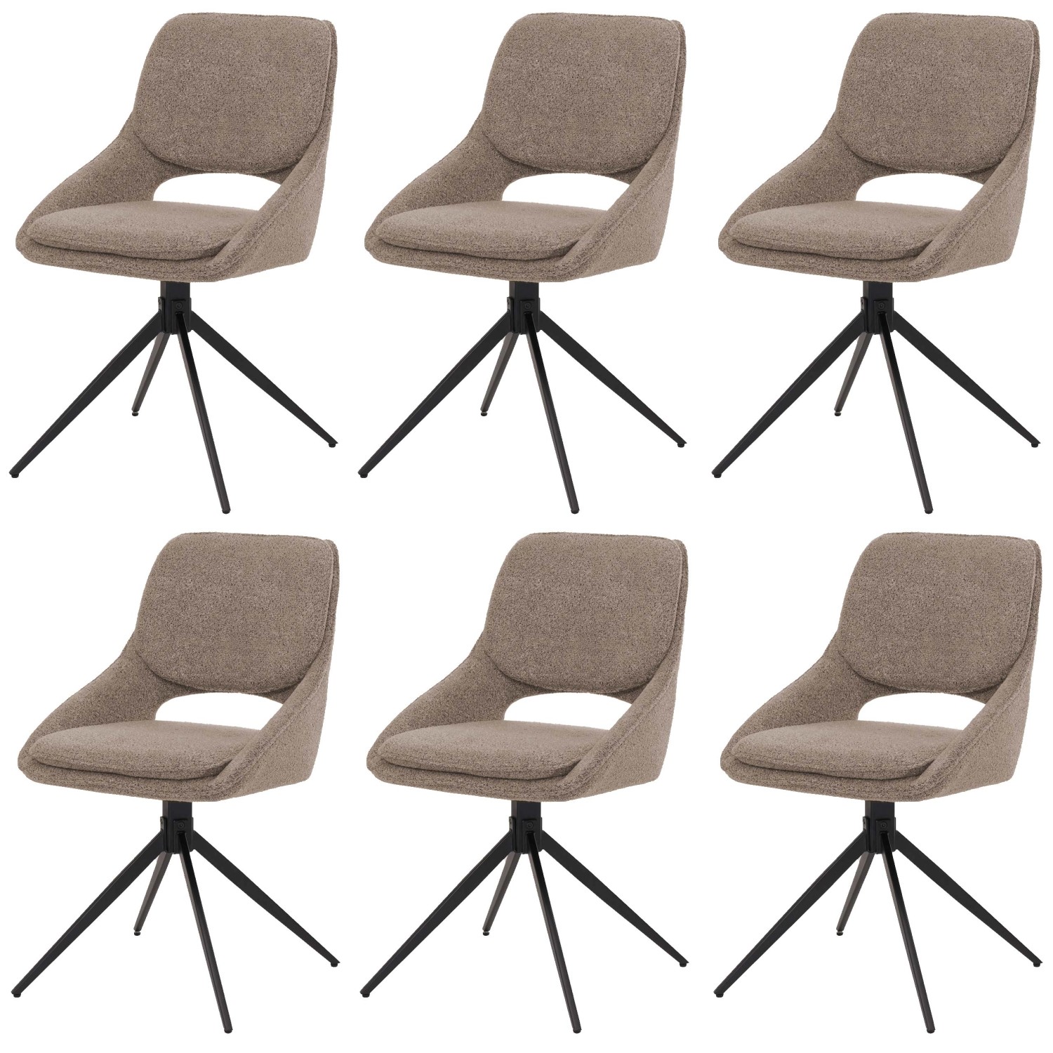 MCW Esszimmerstuhl N73 6er-Set Stoff/Textil Boucle 540g/m² Beige günstig online kaufen