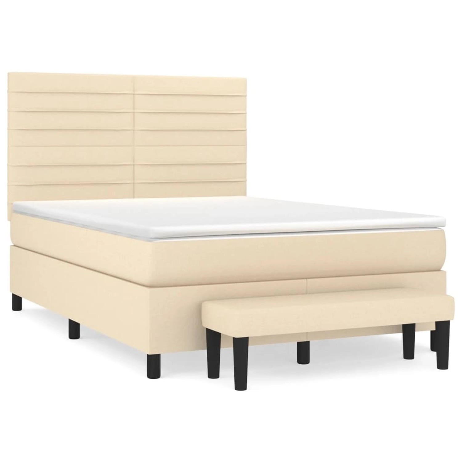 vidaXL Boxspringbett mit Matratze Creme 140x190 cm Stoff 3136674 günstig online kaufen
