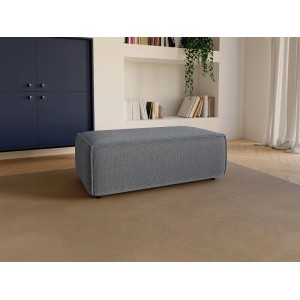 Blauer Sitzhocker Amelia aus Strukturstoff, 102 cm, in modernem Wohnzimmer. Ideal als Fußhocker oder zusätzliche Sitzgelegenheit.