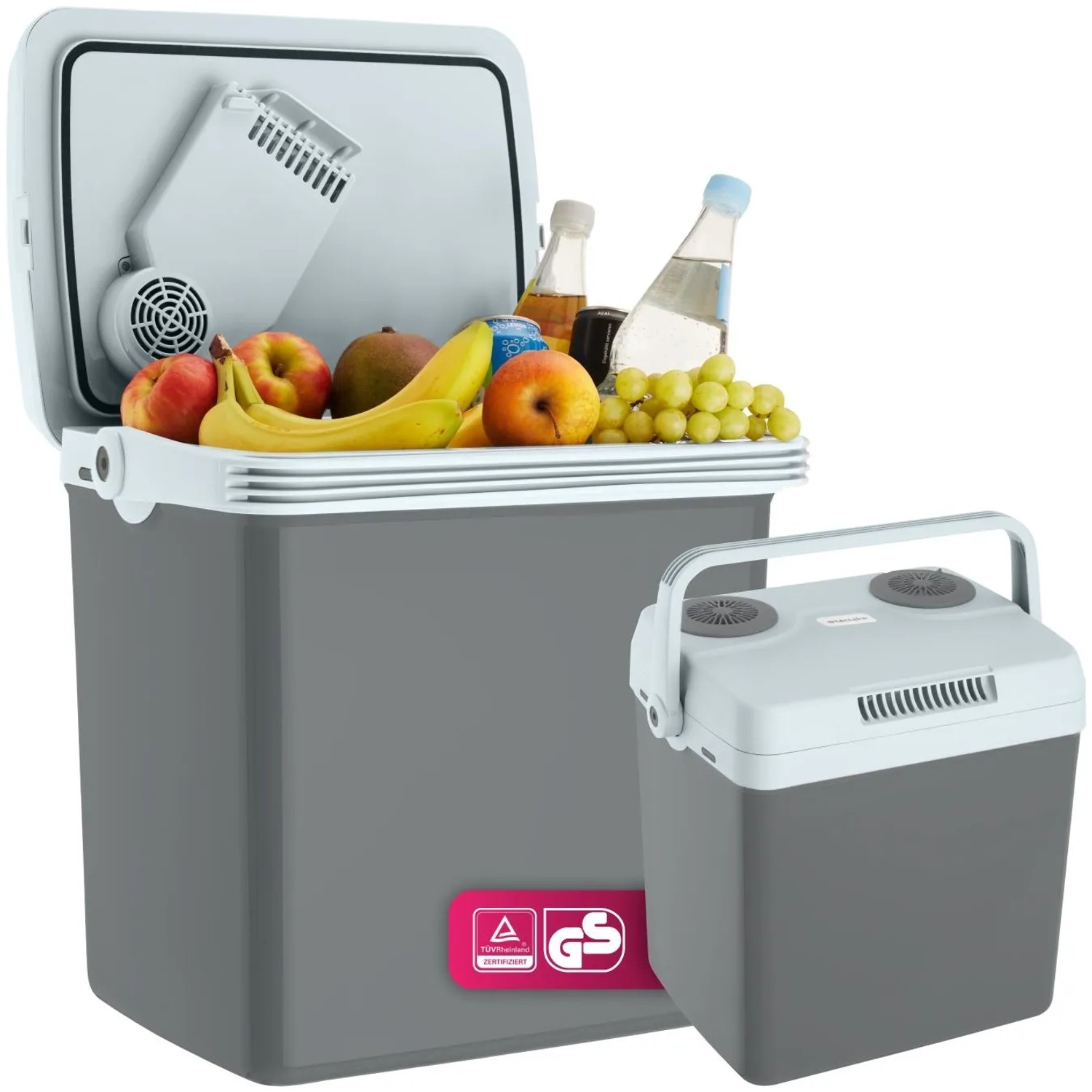 Tectake Elektrische Kühl  und Wärmebox   25 L Fassungsvermögen  Leicht und Leise  Mit Eco Modus   32 x 44 x 45 cm Grau