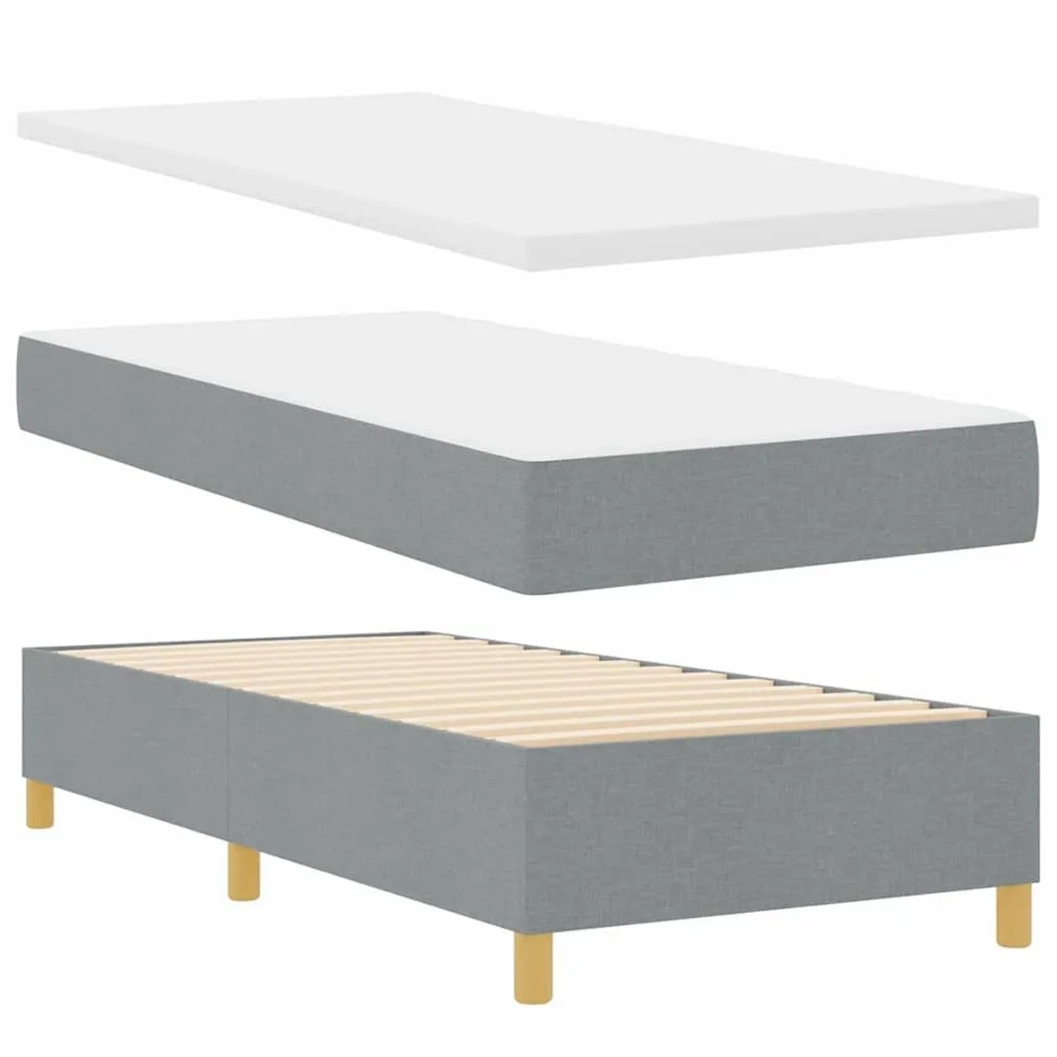 vidaXL Boxspringbett mit Matratze Hellgrau 100 x 200 cm Stoff 3344275 günstig online kaufen