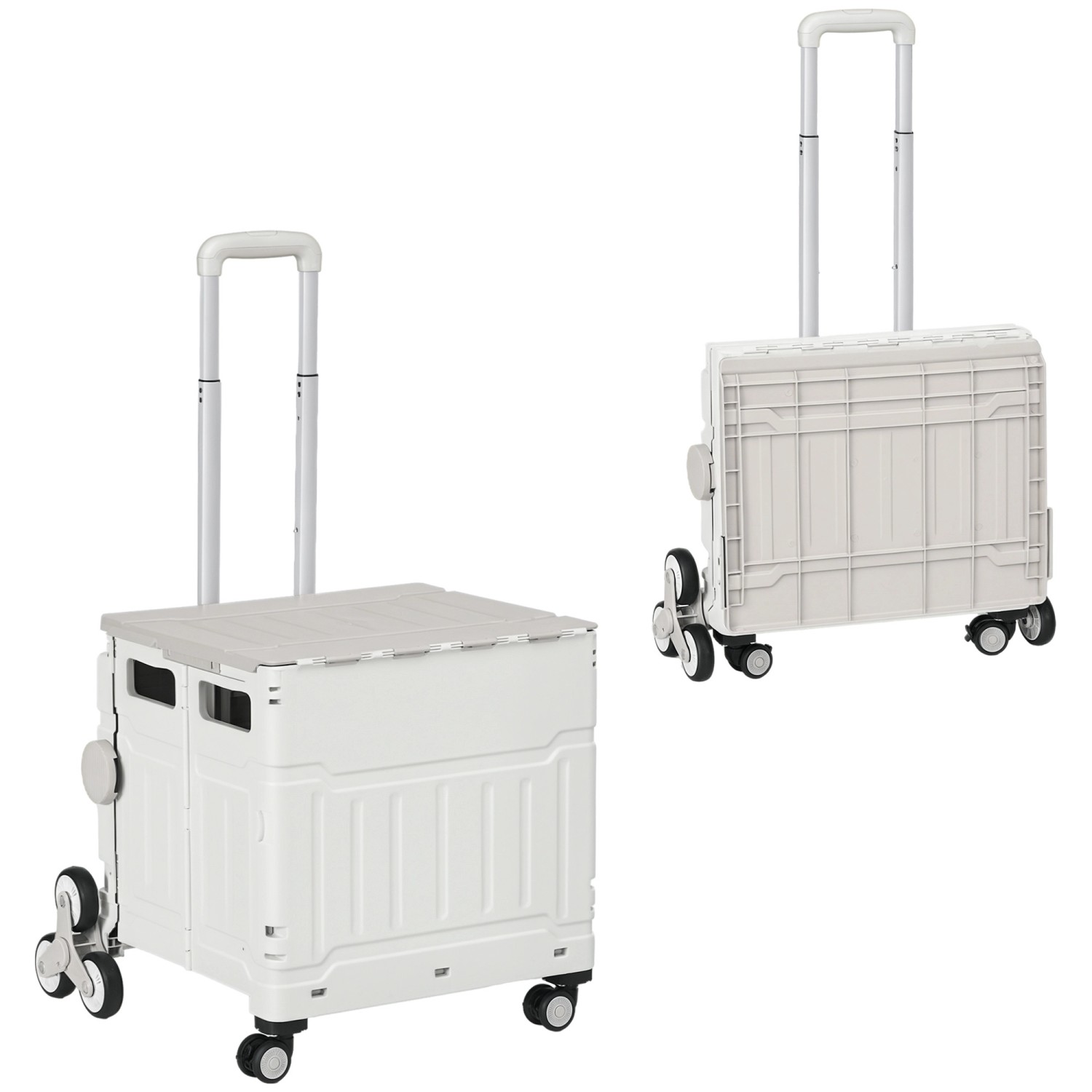HOMCOM Einkaufswagen Kunststoff Aluminiumlegierung Weiß 52L x 48B x 100H cm günstig online kaufen