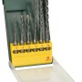Bosch Bohrer-Set Promoline SDS-plus S2, 6-teilig im grünen Koffer mit gelbem Halter.