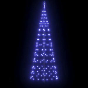 Blauer LED Weihnachtsbaum aus Eisen, 250 cm hoch, mit leuchtenden Lichterketten für festliche Dekoration.