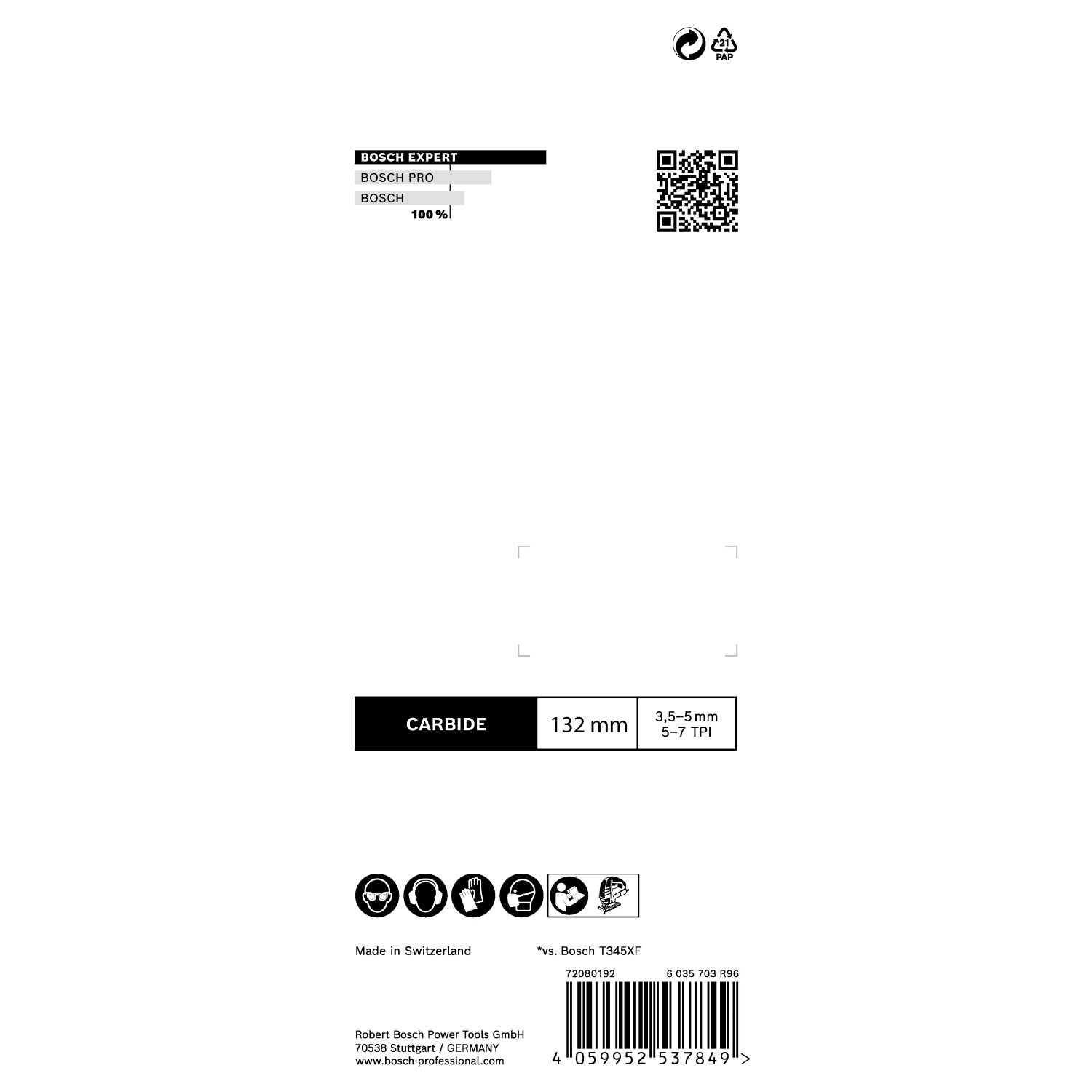 Bosch Expert T367 XHM Stichsägeblatt Multi Material, 3er-Pack. Für Stichsägen mit T-Schaft.