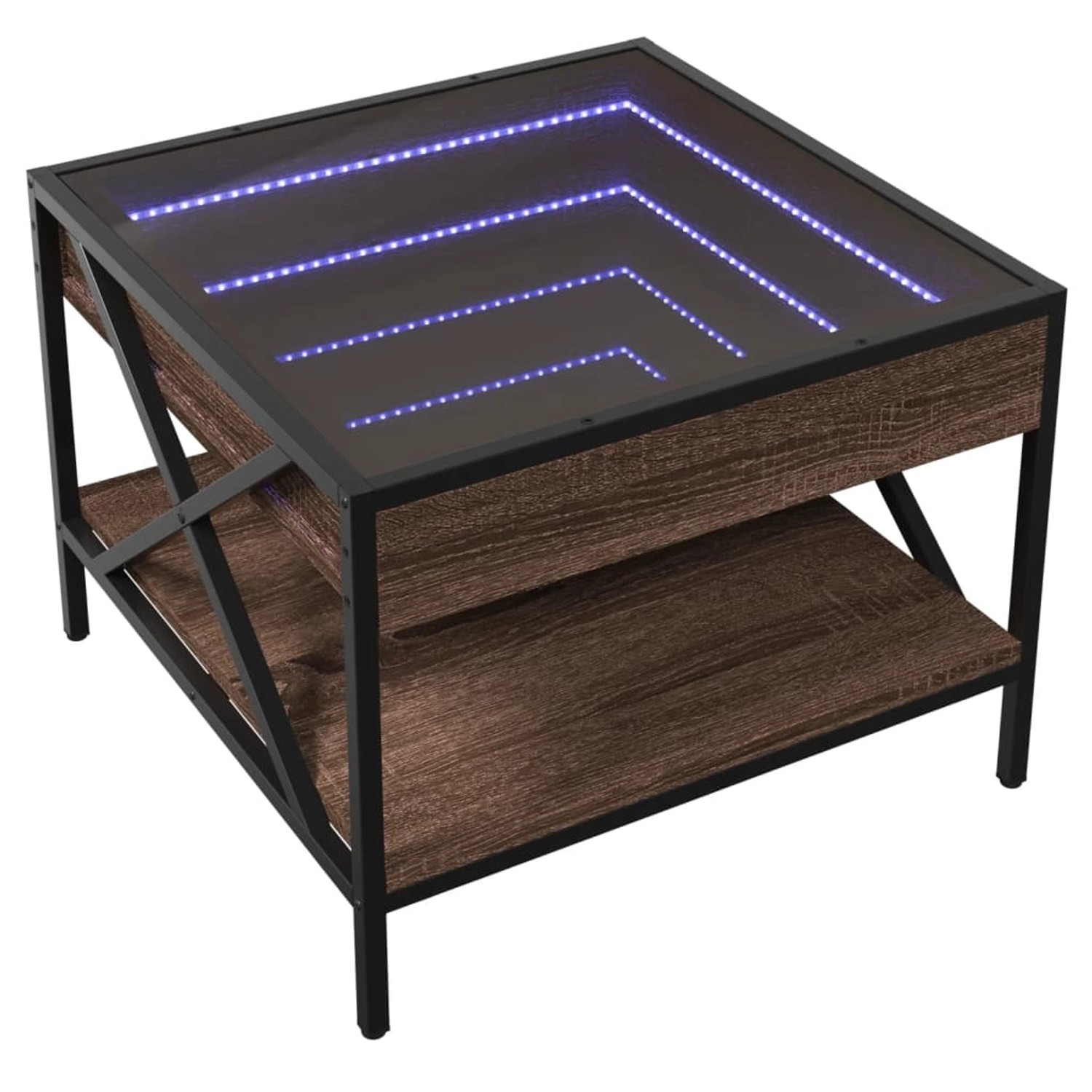 vidaXL Couchtisch mit Infinity-LED Braun Eichen-Optik 50x50x38 cm 847701
