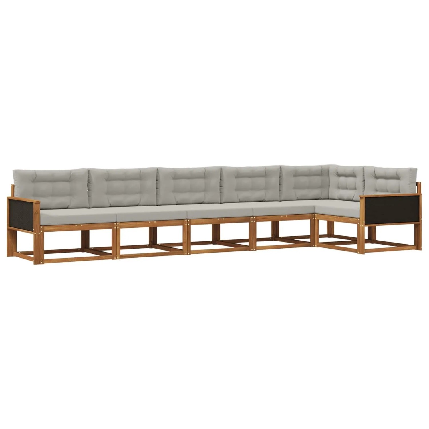 vidaXL Outdoor-Sofagarnitur mit Kissen 6 Stk Natur und Hellgrau 3382594
