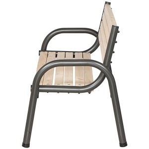 Siena Garden Parkbank Anthrazit, 3-Sitzer Gartenbank mit Holzbelattung und Stahlrohrgestell.