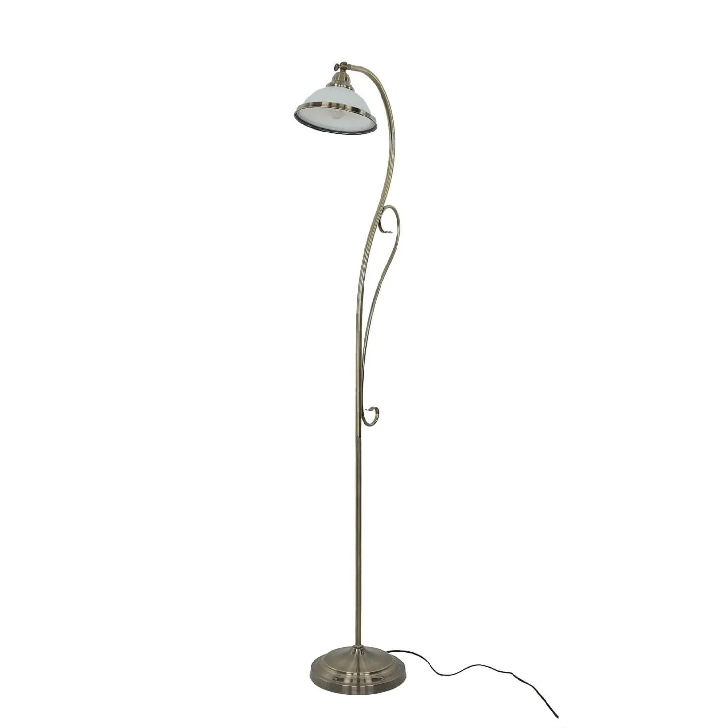 EASYLIGHT Stehlampe, gebogen, 159 cm, Messing Antik, E27, Jugendstil Design.