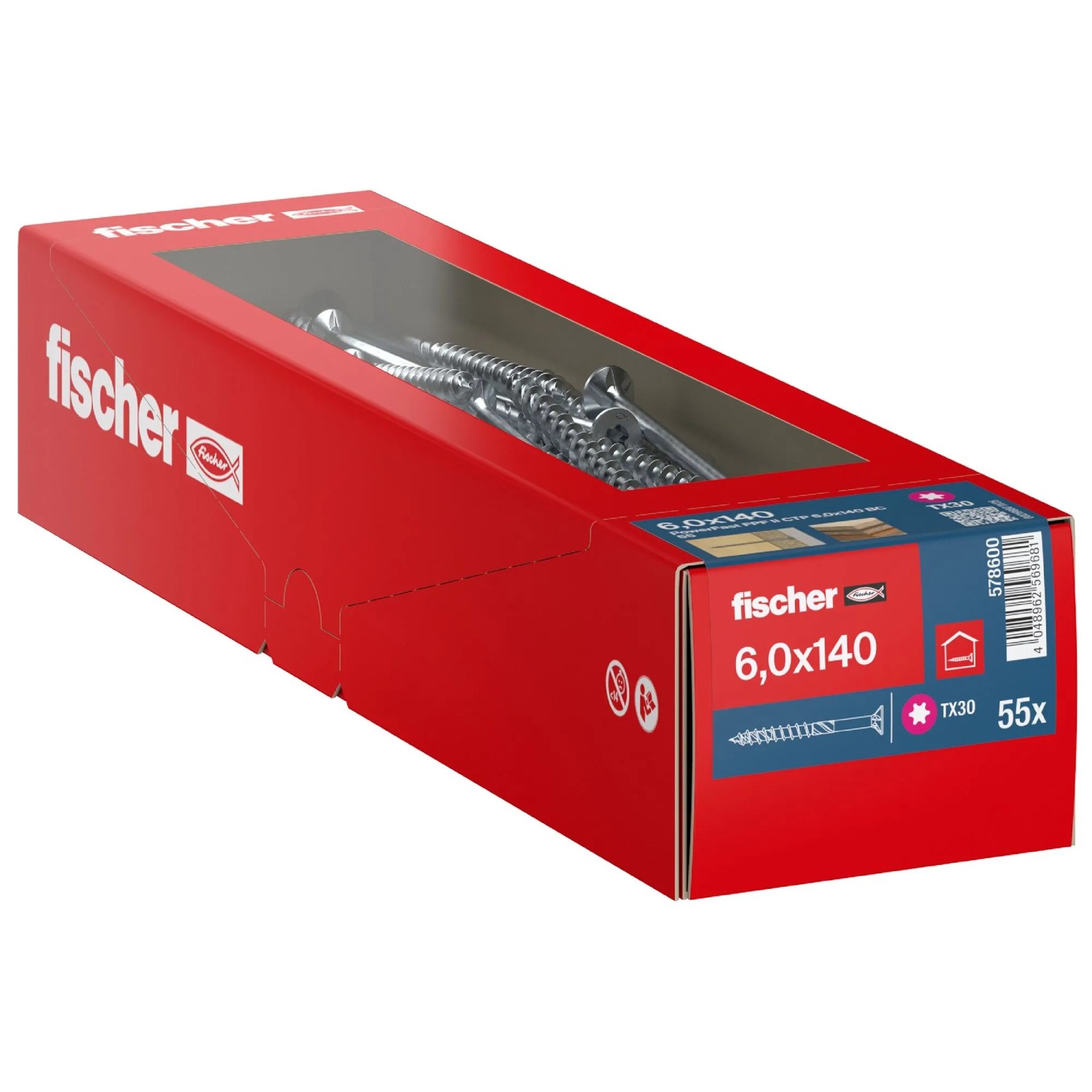 Fischer Schraube PowerFast FPF II CTP BC Ø 6 mm x 140 mm 55 Stück