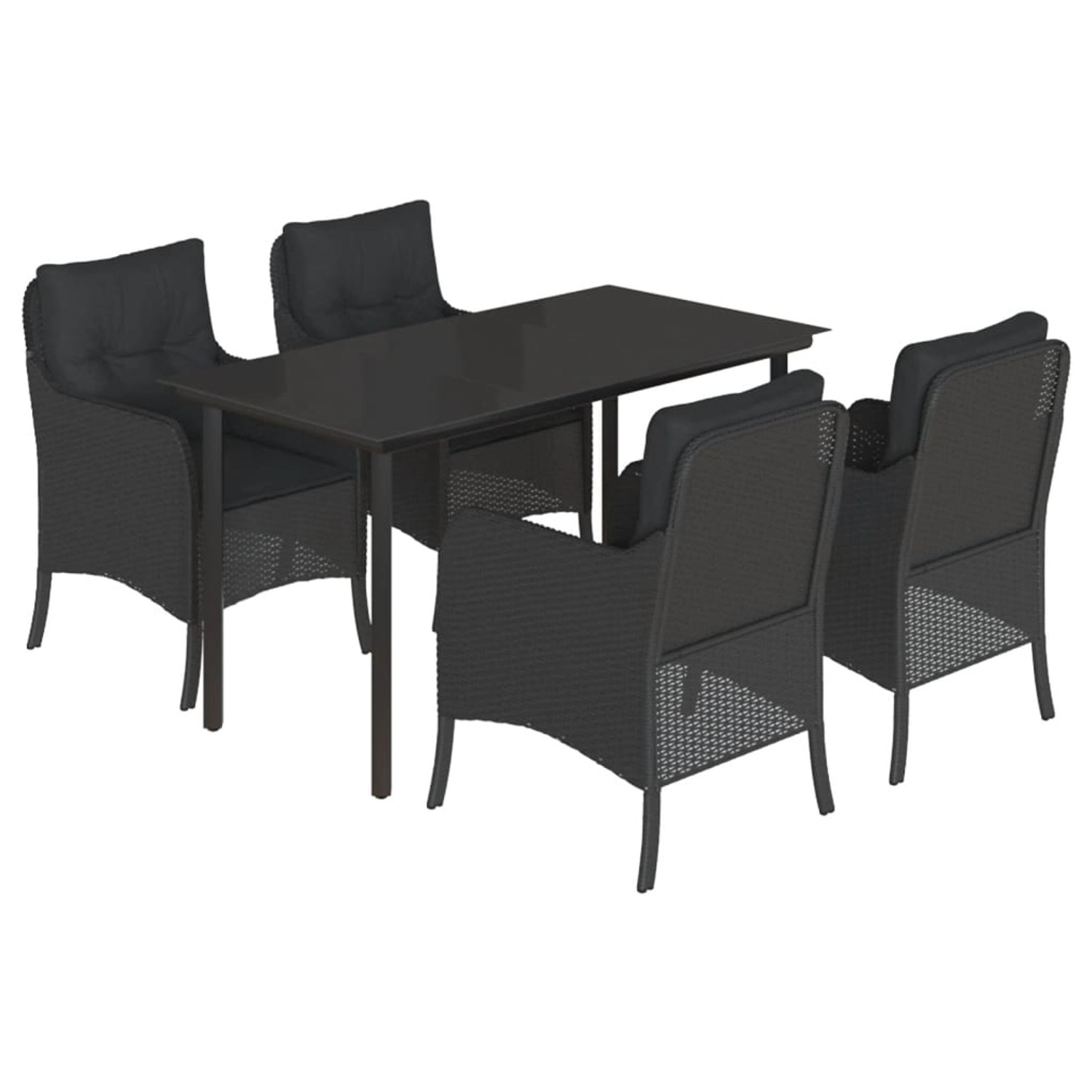 vidaXL 5-Tlg Garten-Essgruppe mit Kissen Schwarz Poly Rattan 3211929 günstig online kaufen