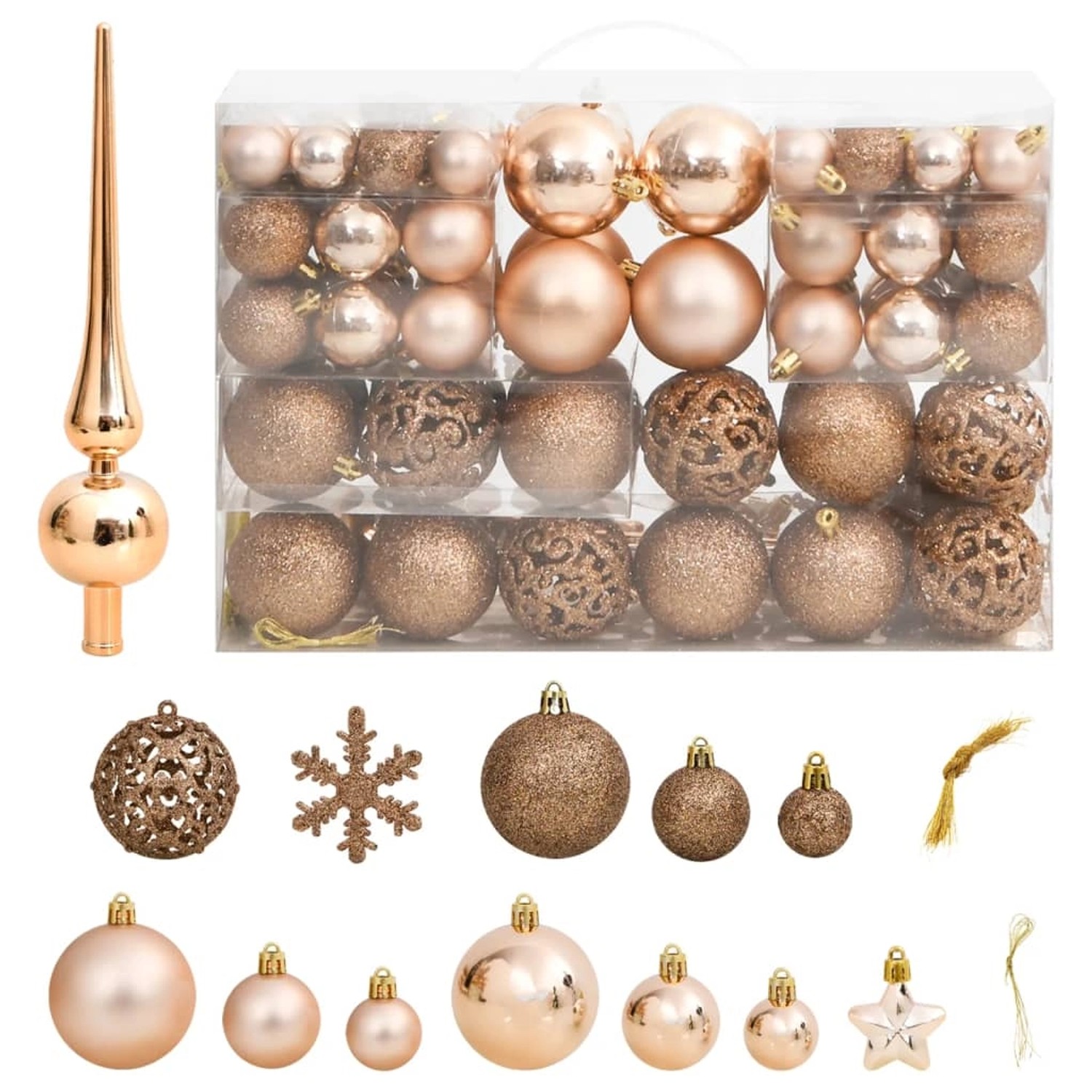 Thumbnail - furnicato 111-tlg. Weihnachtskugel-Set Rosegold Polystyrol
