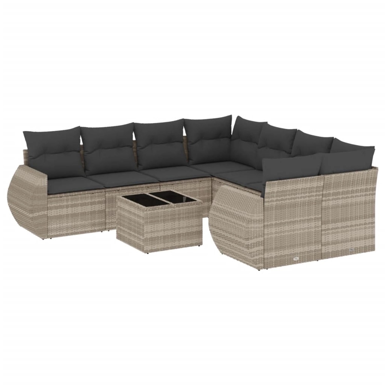 vidaXL 9-Tlg Garten-Sofagarnitur mit Kissen Hellgrau Poly Rattan 3253499 günstig online kaufen