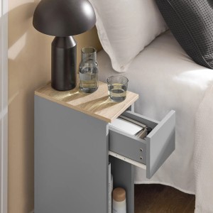 SoBuy Nachttisch 2er Set FBT111-HGx2, hellgrau, mit Schublade und offenem Fach.