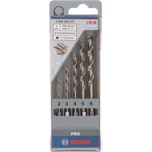 Bosch Metallbohrer Set, 5-teilig (2-6 mm), HSS-G Stahl, für präzises Bohren in Metall.