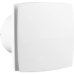 Weißer Badventilator Ø 100 mm mit Feuchtigkeitssensor und Nachlaufzeit für Bad und WC.