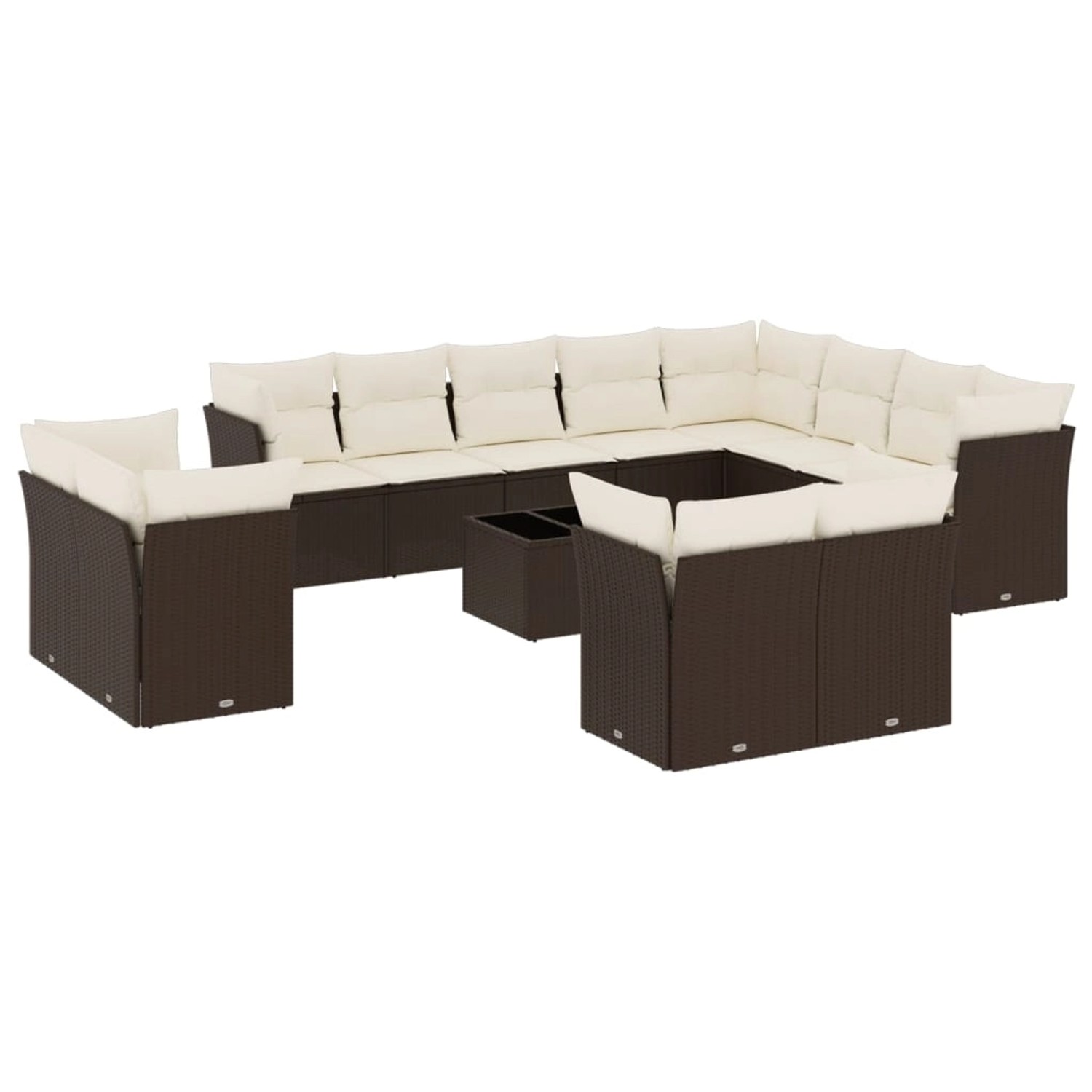vidaXL 13-Tlg Garten-Sofagarnitur mit Kissen Braun Poly Rattan 3250382 günstig online kaufen