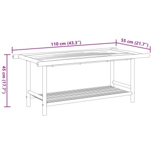 vidaXL Couchtisch aus Bambus, 110x55x45 cm, mit Ablagefläche. Ideal als Wohnzimmertisch.