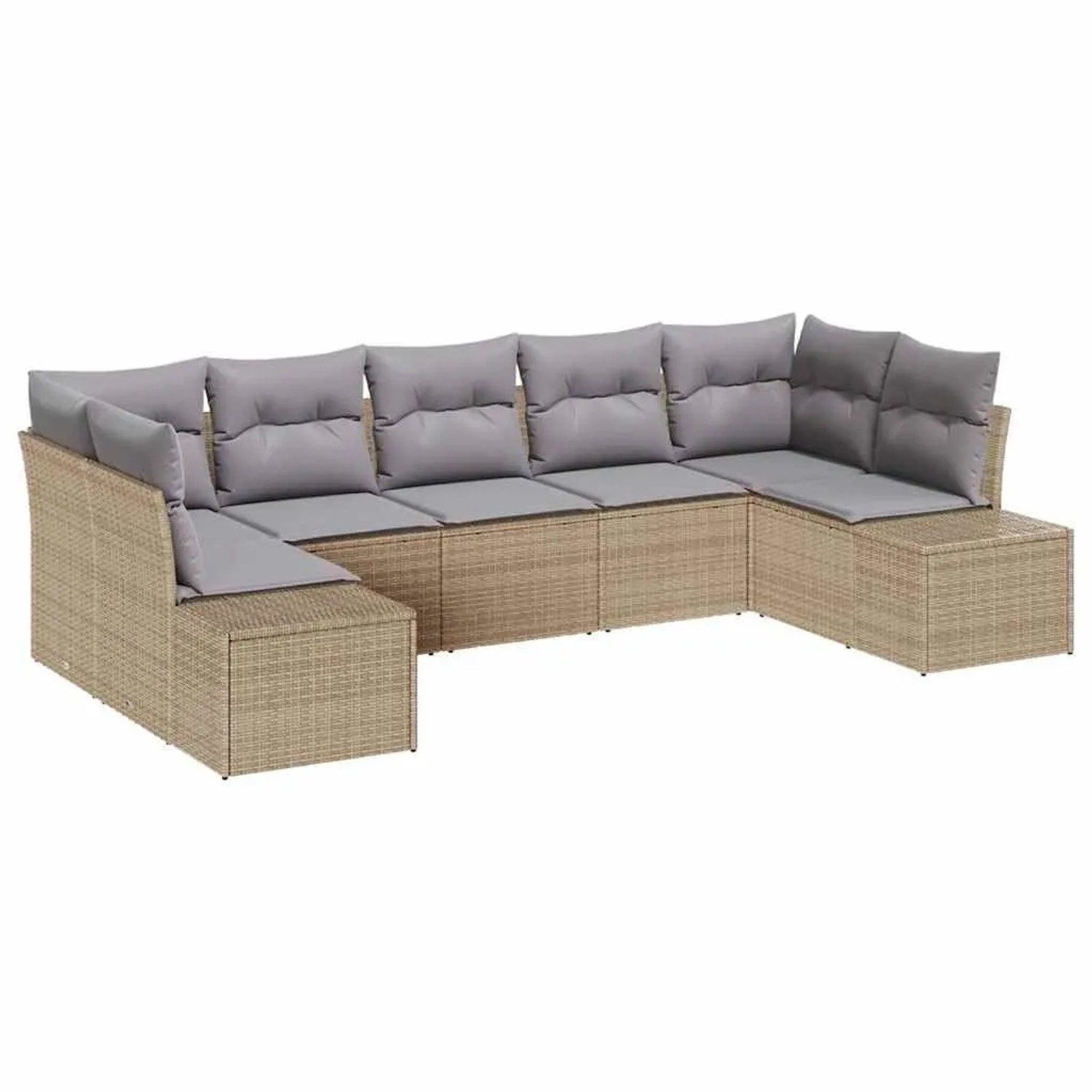 vidaXL Gartensofa-set 7-Tlg Beige und Hellgrau Poly-Rattan 3355879 günstig online kaufen