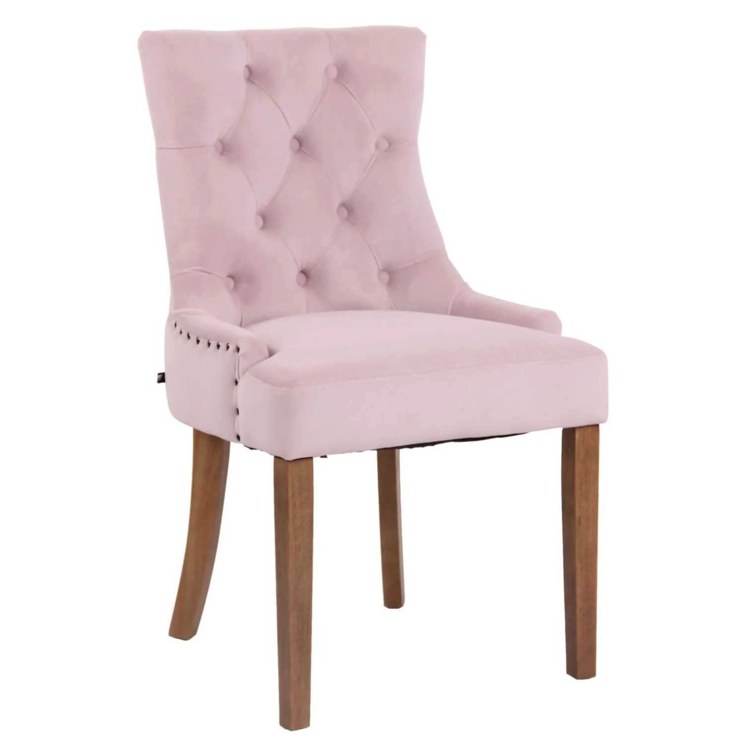 DELUKE Esszimmerstuhl HILON Samt Pink 55x58x92cm Hellbraun Essstühle Esszimmerstühle Küchenstühle Wohnzimmerstühle