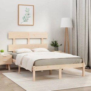 vidaXL Massivholzbett, 140x200 cm, Kiefernholz, mit Kopfteil. Bettrahmen für Schlafzimmer.