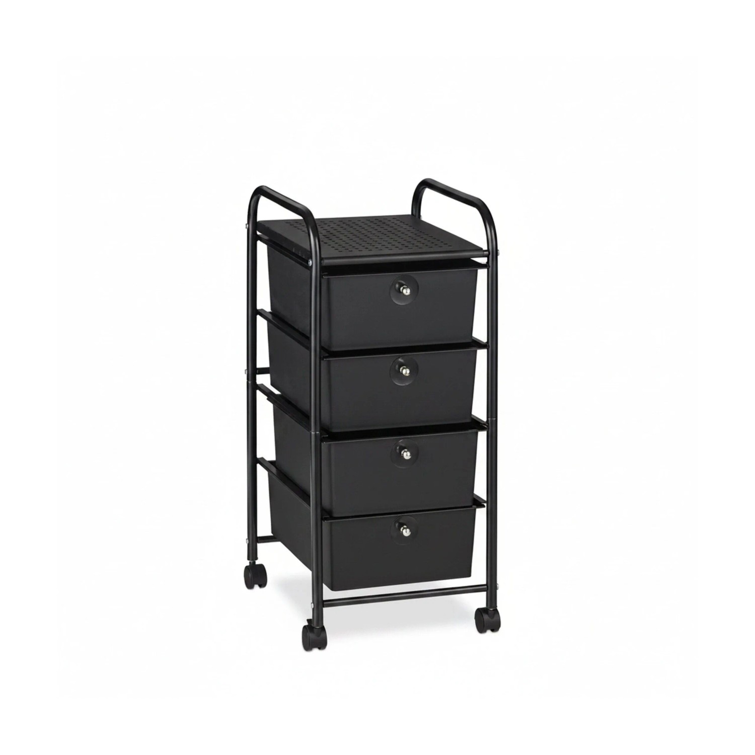 Relaxdays Badrollwagen Kunststoff und Eisen Schwarz mit 4 Schubladen 74 cm x 33 cm x 39 cm 3,8 kg