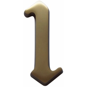 Bronzefarbene Hausnummer 1 aus Messing für die Wandmontage.