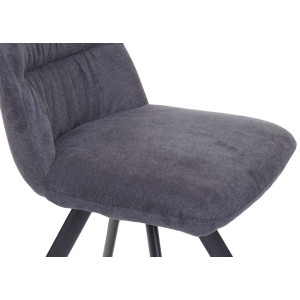 Detailansicht: Anthrazitfarbener MCW Esszimmerstuhl J69 (6er-Set) mit Samtbezug und Stahlgestell.