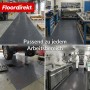 Dunkelgrauer Floordirekt PVC-Bodenbelag Check Quadra mit Quadrat-Optik in Werkstatt, Garage und Küche. Rutschfest und robust.